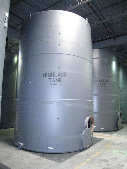 Unused- Highland Tank, 15,225 Gallon, Carbon Steel, Vertical. Approximately 12' diameter x 18' straight side, slight coned top, flat bottom. U.L. 142 labeled for above ground flammable storage. Openi...
