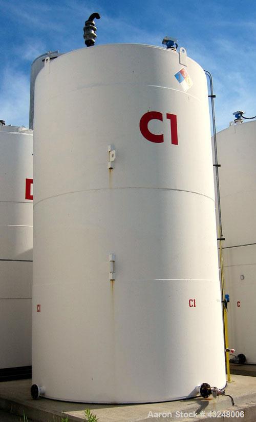 Used Highland Tank, 16,920 Gallon, Carbon Steel, Vertical. Approximately 12' diameter x 20' straight side, slight coned top, flat bottom. U.L. 142 labeled for above ground flammable storage. Openings...