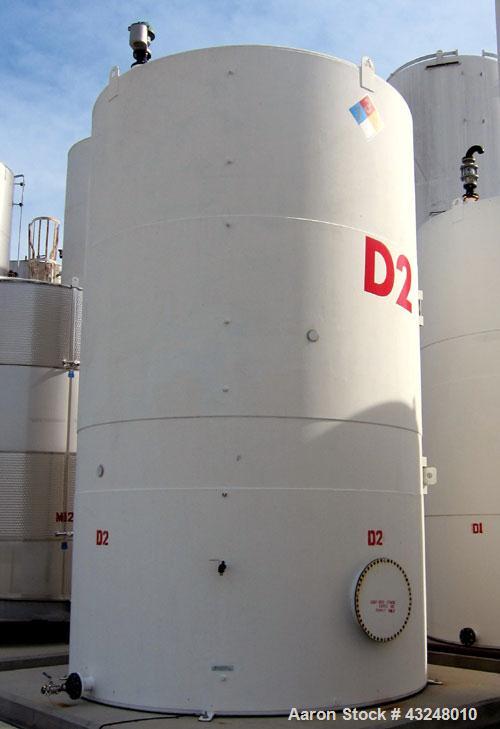Used Highland Tank, 16,920 Gallon, Carbon Steel, Vertical. Approximately 12' diameter x 20' straight side, slight coned top, flat bottom. U.L. 142 labeled for above ground flammable storage. Openings...