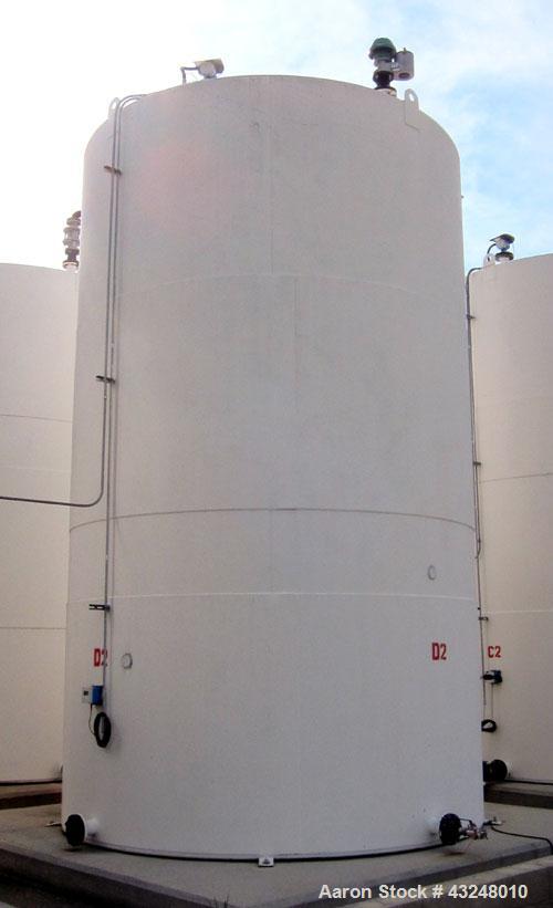 Used Highland Tank, 16,920 Gallon, Carbon Steel, Vertical. Approximately 12' diameter x 20' straight side, slight coned top, flat bottom. U.L. 142 labeled for above ground flammable storage. Openings...