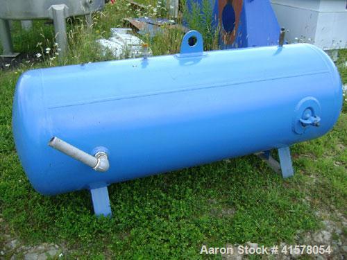 Used Hoval Air Receiver Pressure Tank, 230 gallon, carbon steel, horizontal. Approximately 30'' diameter x 70'' long, dished ends. Internal rated 145 psi at 212 deg F. Mounted on saddles.