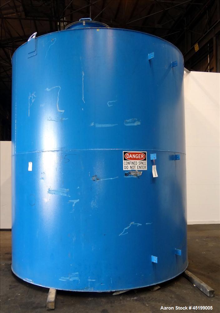 Used International Production Specialist Tank, 6700 Gallon, Carbon Steel, Vertical. Approximate 120" diameter x 138" straight side, slight coned top, flat bottom. Openings top 2", 4" 24" man way with...