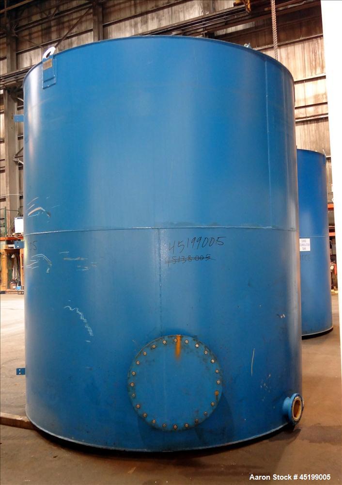 Used International Production Specialist Tank, 6700 Gallon, Carbon Steel, Vertical. Approximate 120" diameter x 138" straight side, slight coned top, flat bottom. Openings top 2", 4" 24" man way with...