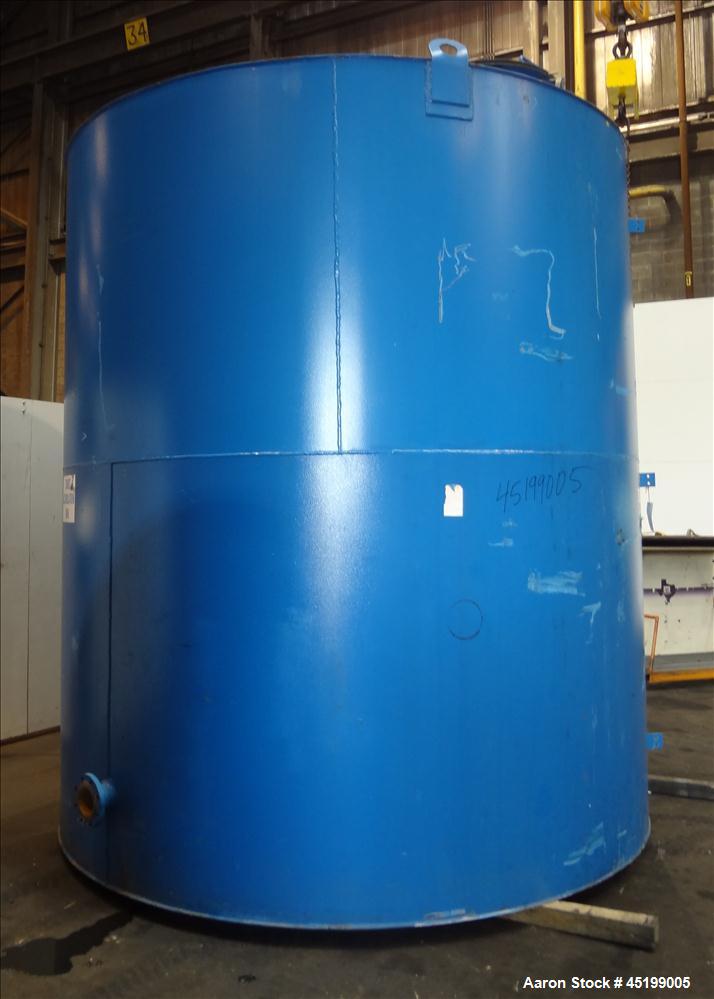 Used International Production Specialist Tank, 6700 Gallon, Carbon Steel, Vertical. Approximate 120" diameter x 138" straight side, slight coned top, flat bottom. Openings top 2", 4" 24" man way with...