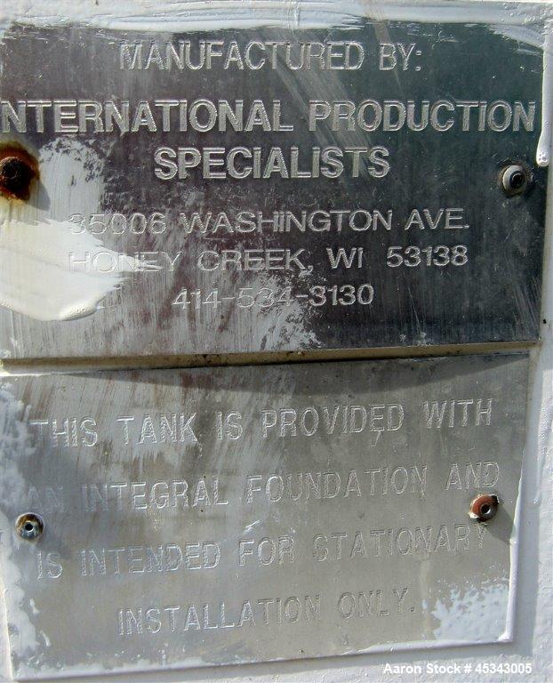 Used International Production Specialists Tank, Approximately 30,000 Gallons. Dual chambered 10,000 gallon / 20,000 gallon, double wall, carbon steel, horizontal, flat heads.  12' Diameter x 490" str...