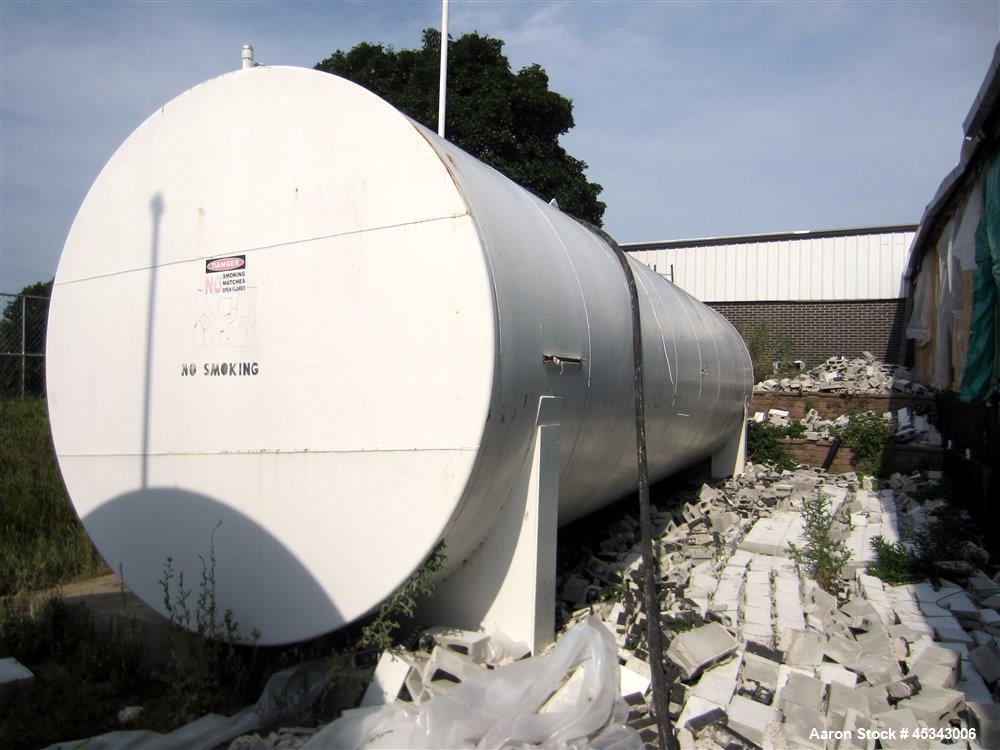 Used International Production Specialists Tank, Approximately 30,000 Gallons. Double wall, carbon steel, horizontal, flat heads.  12' Diameter x 490" straight side.  Various top openings.  Mounted on...