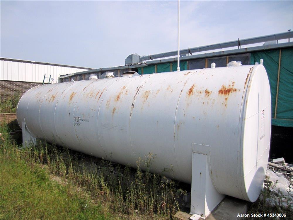 Used International Production Specialists Tank, Approximately 30,000 Gallons. Double wall, carbon steel, horizontal, flat heads.  12' Diameter x 490" straight side.  Various top openings.  Mounted on...