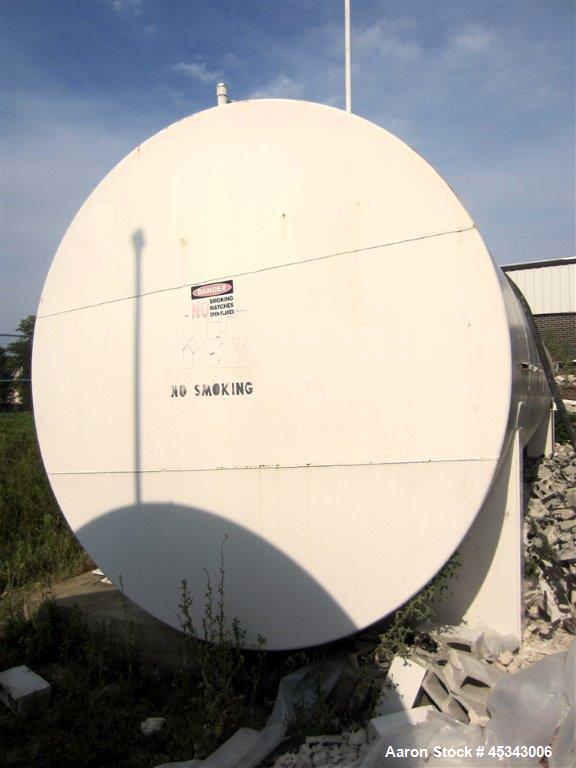 Used International Production Specialists Tank, Approximately 30,000 Gallons. Double wall, carbon steel, horizontal, flat heads.  12' Diameter x 490" straight side.  Various top openings.  Mounted on...