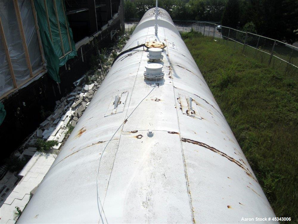 Used International Production Specialists Tank, Approximately 30,000 Gallons. Double wall, carbon steel, horizontal, flat heads.  12' Diameter x 490" straight side.  Various top openings.  Mounted on...