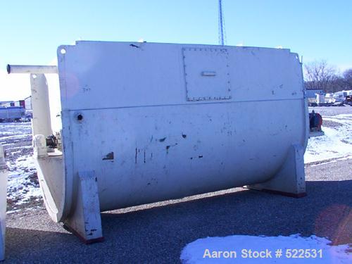 USED: McCarter 40,000 lb horizontal chocolate storage tank. Tank is 84" wide x 89" deep x 186" long. Carbon steel construction. 10 hp drive. 6" end bottom outlet. 15 hp chocolate pump. Jacketed.