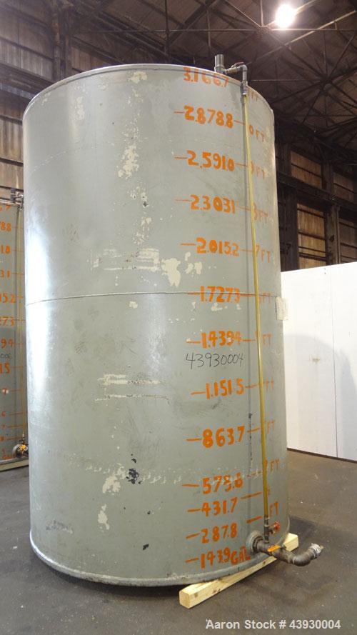 Used Tank, Approximately 3100 Gallon, Carbon Steel, Vertical. 84" Diameter x 130" straight side, flat top and bottom. Openings top (2) 4-1/2" NPT, 17" man way with cover. Approximately 4-1/2" NPT sid...