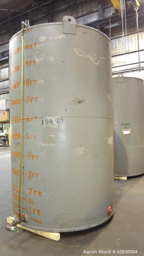Used Tank, Approximately 3100 Gallon, Carbon Steel, Vertical. 84" Diameter x 130" straight side, flat top and bottom. Openings top (2) 4-1/2" NPT, 17" man way with cover. Approximately 4-1/2" NPT sid...