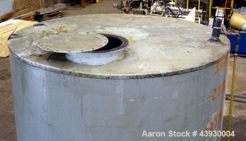Used Tank, Approximately 3100 Gallon, Carbon Steel, Vertical. 84" Diameter x 130" straight side, flat top and bottom. Openings top (2) 4-1/2" NPT, 17" man way with cover. Approximately 4-1/2" NPT sid...