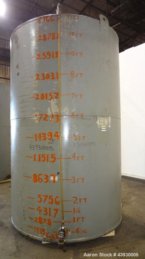 Used- Tank, Approximately 3100 Gallon, Carbon Steel, Vertical. 84" Diameter x 130" straight side, flat top and bottom. Openi...