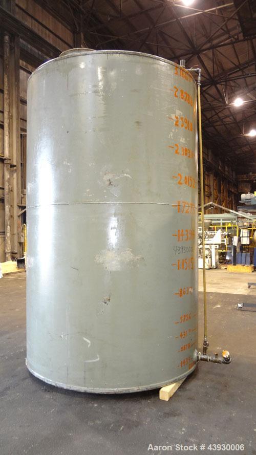 Used Tank, Approximately 3100 Gallon, Carbon Steel, Vertical. 84" Diameter x 130" straight side, flat top and bottom. Openings top (2) 4-1/2" NPT, 17" man way with cover. Approximately 4-1/2" NPT sid...