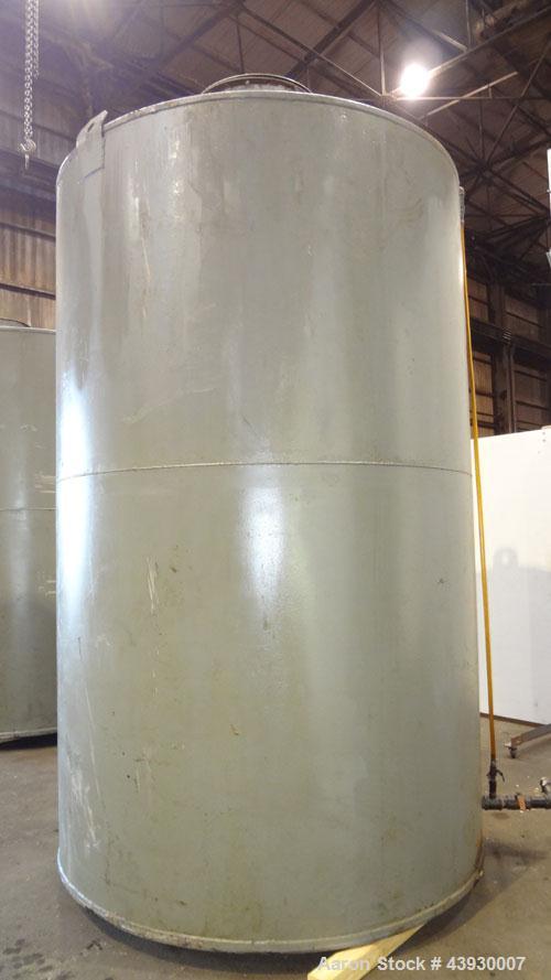 Used 3000 Gallon Carbon Steel Tank, Modern Welding Company, Approximately 7' diameter x 11' high.   Flat Top and Bottom.    3" Side Bottom Outlet, 18" Top Manway, UL listed for Above-ground  - Flamma...