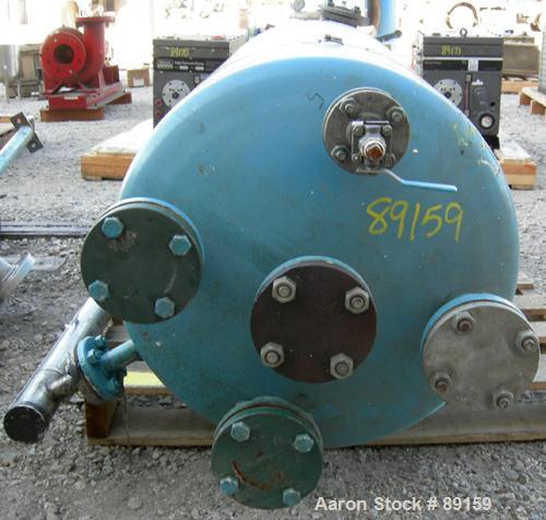 USED: Niles Steel pressure tank, 100 gallon, carbon steel, vertical. 24" diameter x 48" straight side, dish top and bottom. Internal rated 50 psi/FV at 150 deg F. Openings: top (4) 2", 1"; side (2) 1...