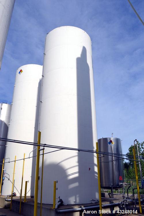 Used Silo, 4009 Cubic Feet (30,000 Gallon), Carbon Steel. Approximate 144" Diameter x 36' tall. Dished top, flat bottom. 18" Man way with cover, (2) 3" side bottom outlets.