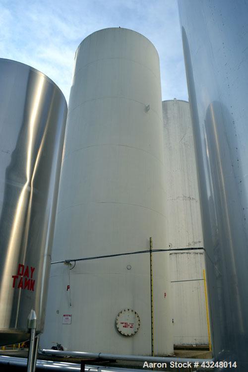 Used Silo, 4009 Cubic Feet (30,000 Gallon), Carbon Steel. Approximate 144" Diameter x 36' tall. Dished top, flat bottom. 18" Man way with cover, (2) 3" side bottom outlets.