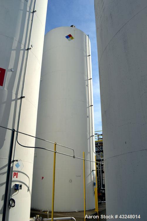 Used Silo, 4009 Cubic Feet (30,000 Gallon), Carbon Steel. Approximate 144" Diameter x 36' tall. Dished top, flat bottom. 18" Man way with cover, (2) 3" side bottom outlets.