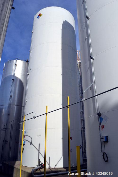 Used Silo, 4009 Cubic Feet (30,000 Gallon), Carbon Steel. Approximate 144" Diameter x 36' tall. Dished top, flat bottom. 18" Man way with cover, (2) 3" side bottom outlets.