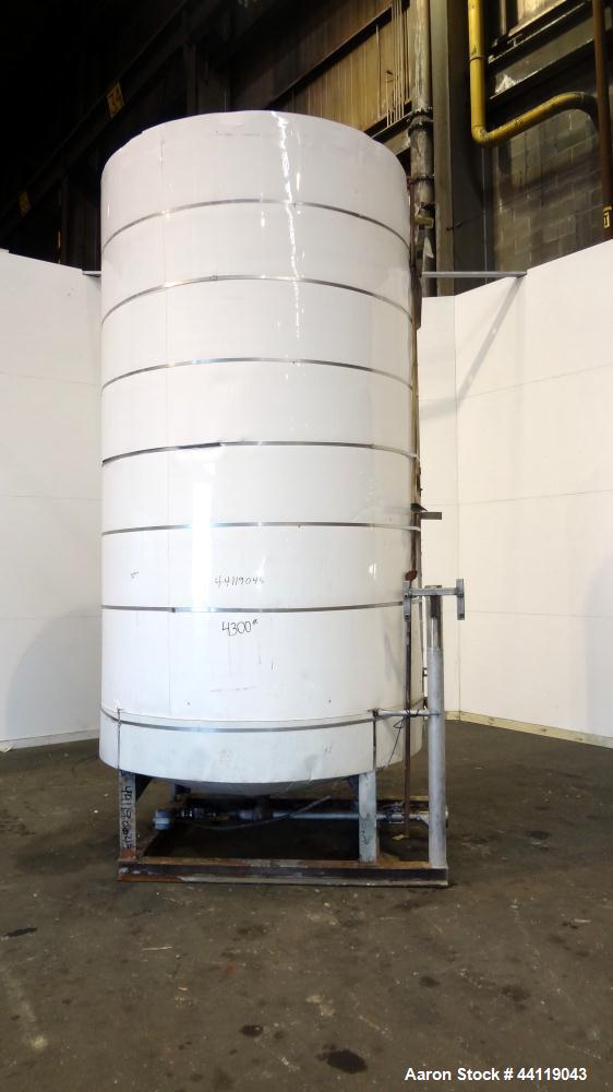 Used Tank, 2300 Gallon, Lined Carbon Steel, Vertical. Approximate 72" diameter x 130" straight side, dished top and bottom. Openings top 3", 17" man way with an aluminum cover. 2-1/2" Threaded center...