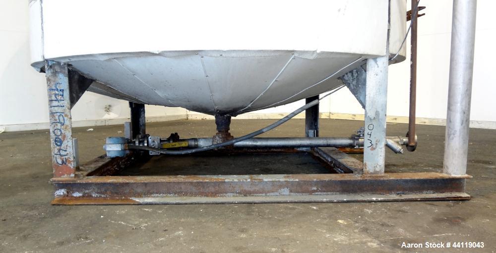 Used Tank, 2300 Gallon, Lined Carbon Steel, Vertical. Approximate 72" diameter x 130" straight side, dished top and bottom. Openings top 3", 17" man way with an aluminum cover. 2-1/2" Threaded center...