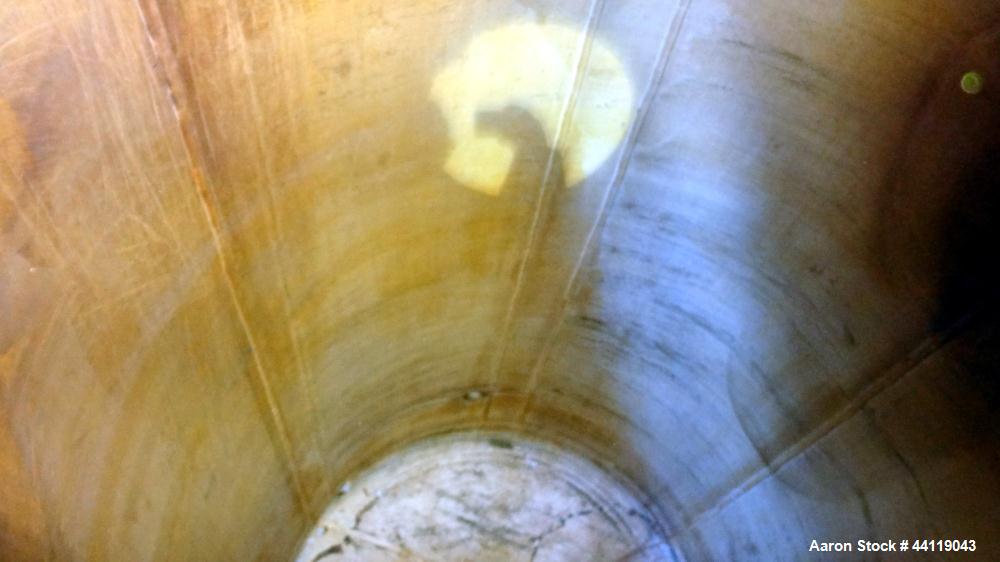 Used Tank, 2300 Gallon, Lined Carbon Steel, Vertical. Approximate 72" diameter x 130" straight side, dished top and bottom. Openings top 3", 17" man way with an aluminum cover. 2-1/2" Threaded center...