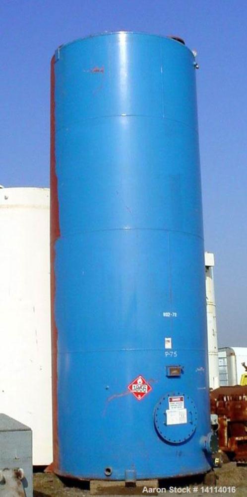 Used 9,600 US gallon carbon steel tank built by O'Connor Tanks Ltd. Vertical, 8'6" diameter x 23' high (T-T). 12" dome top. Flat bottom with 3" drain. Top and bottom manway. Overall height 24'. Top l...