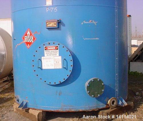 Used 9,600 US gallon carbon steel tank built by O'Connor Tanks Ltd. Vertical, 8'6" diameter x 23' high (T-T). 12" dome top. Flat bottom with 3" drain. Top and bottom manway. Overall height 24'. Top l...