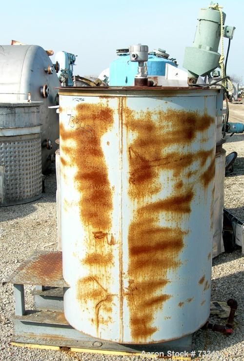 Used- Plencon Tank, 225 Gallon, Carbon Steel, Vertical. 36" Diameter x 54" straight side. Flat open top with (2) 1/2 covers,...