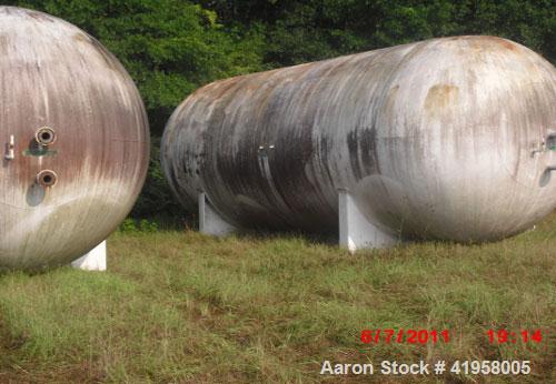 Used 20,000 Gallon Riley Beaird Tank, 142 psi @ 200 deg F, 10'10" diameter, 33'3-5/8" long, saddles welded to shell, 16" manway, SA-612 shell and heads, manufactured 1988.Last used to store nitrogen ...