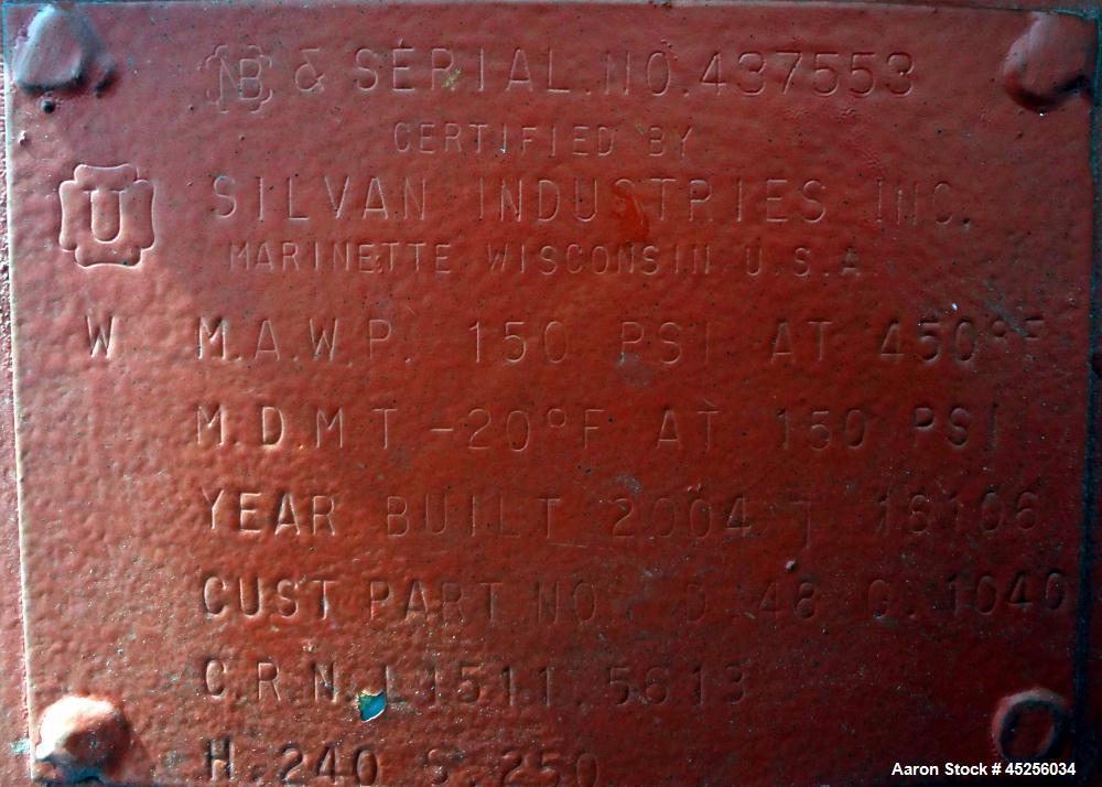 Used 1040 Gallon Carbon Steel Silvan Industries Pressure Tank