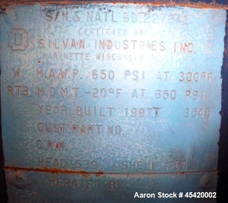 Used Carbon Steel Silvan Industries High Pressure Compressed Air Receiver Tank