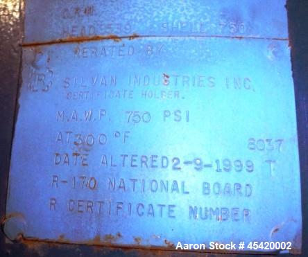 Used- Carbon Steel Silvan Industries High Pressure Compressed Air Receiver Tank