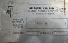Used Missouri Boiler pressure tank, 85 gallon, carbon steel, vertical. Approximately 20