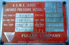 Used Fuller Company Pressure Tank, 3500 Gallon, Carbon Steel. Approximately 96” diameter x 96” straight side, elliptical top and bottom. Internal rated 150 psi at 500 degrees F. Openings: side (4) 8”...