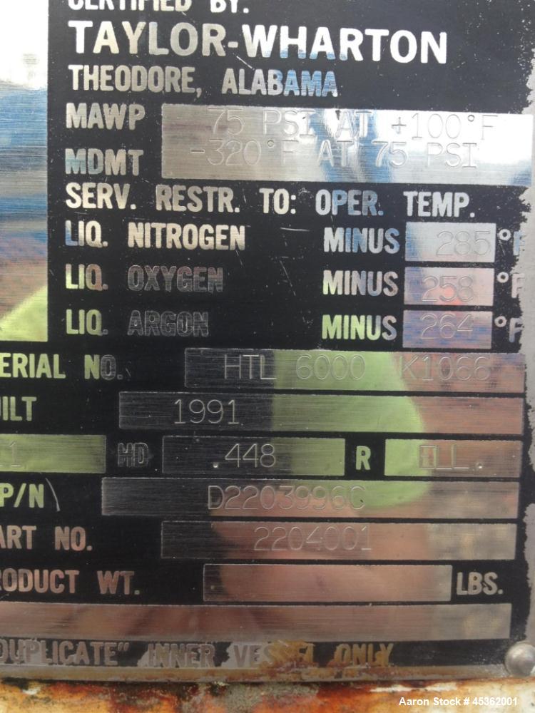 Used Taylor-Wharton Cryogenic Oxygen Tank