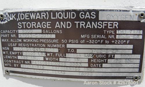 Used 2000 Gallon Stainless Steel Hydra Rig Cryogenics Liquid Gas Storage Trank