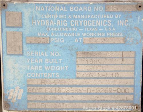 Used 2000 Gallon Stainless Steel Hydra Rig Cryogenics Liquid Gas Storage Trank