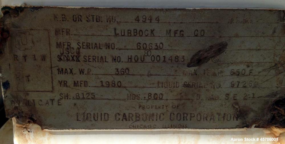Used- Lubbock 50 Ton Portable CO2 Storage Tank.