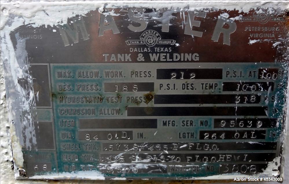 Used 5,500 Gallon Carbon Steel Master Tank & Welding Pressure Tank