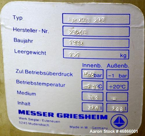 Used Messer Griesheim Liquid Nitrogen Storage Tank
