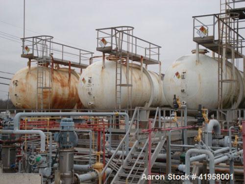 Used Mosher 40,000 Gallon Horizontal Tank. 250 psi at 150 deg, 20" manway, 5/8" heads, 1" shell, liquid level sight gauge, 10' diameter x 72' long.