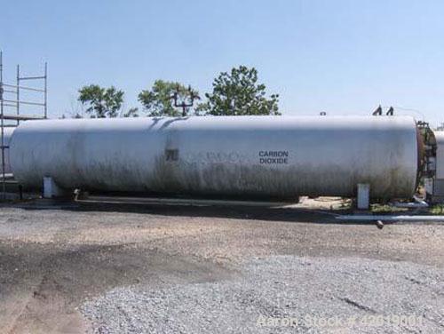 Used CO2 tank, certified by Tomco Equipment Co, manufacture date 1984, holds 76,000 lbs, carbon steel, approximately 39' long x 9' tall x 6'6" diameter, approximately 15 tons.