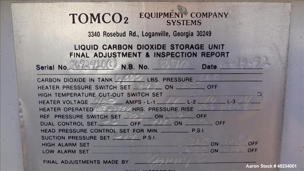 Used- 6400 Gallon Carbon Steel Tomco Equipment Company Storage Tank