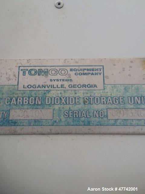 Used- Tomco CO2 Tank. 30 ton capacity, 350 psi at 200 degrees F. Mfg. 1989.