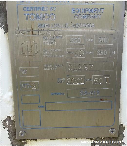 Used TomCo C02 Horizontal Tank, 50 Ton.