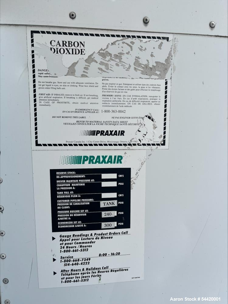 Used 30 Ton Tomco Liquid CO2 Storage Tank – Horizontal Carbon Steel Vessel with 350 PSI MAWP