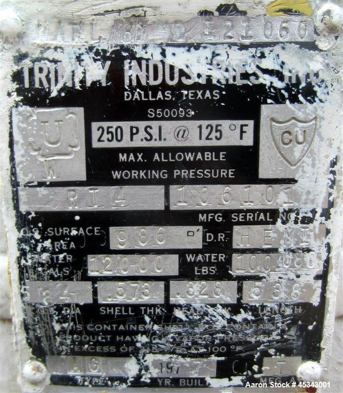 Used 12,000 Gallon Carbon Steel Trinity Industries Pressure Tank